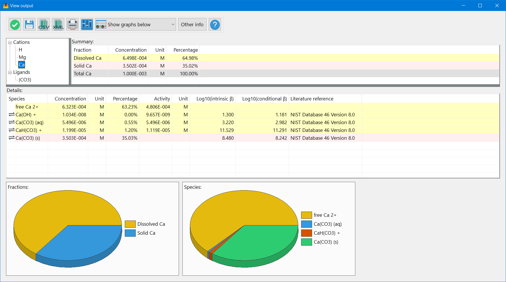 example output screen